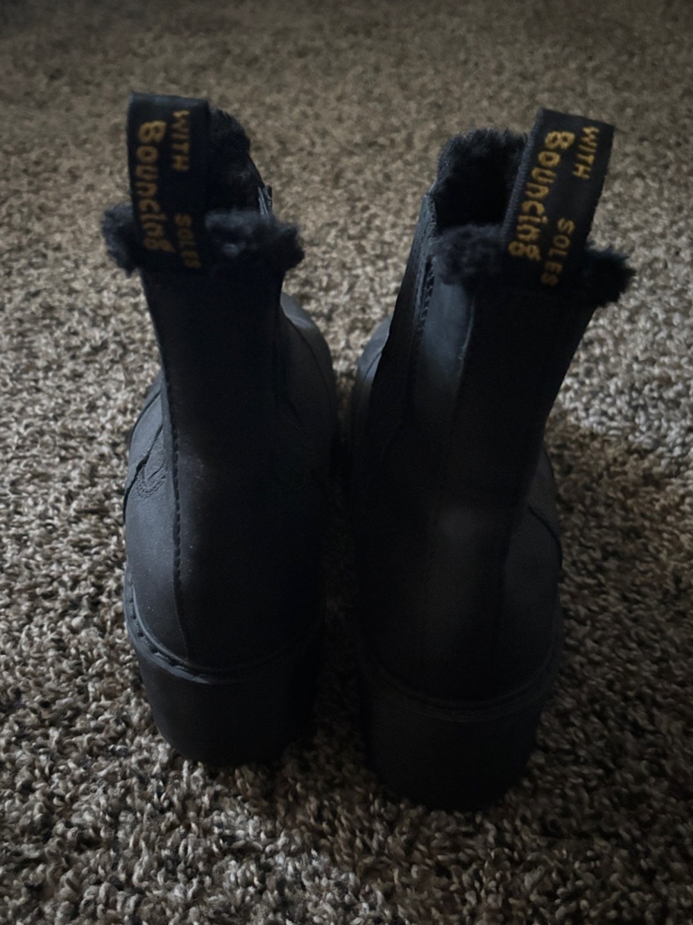 Dr. Martens Women's Black Chelsea Ankle Boots with Faux Fur Trim - Picture 2 of 5